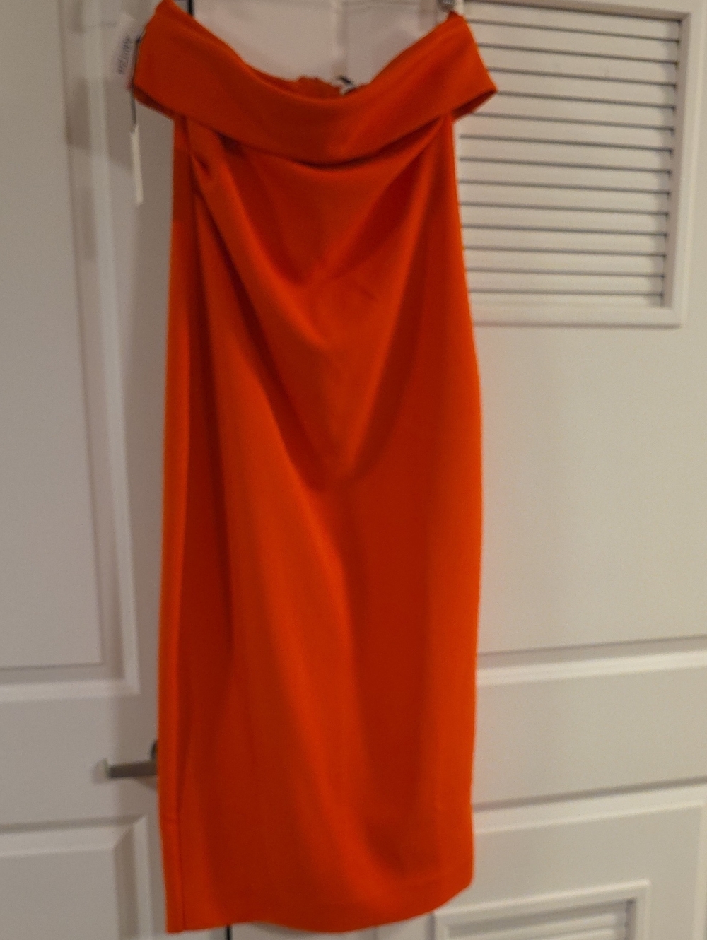 Babaton Strapless Orange Midi Dress, Hot Cheeky Red Seduction Eyecatcher